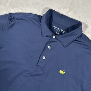 Masters Tech Polo Shirt Men L Blue Golf Augusta National Stretch Performance EUC